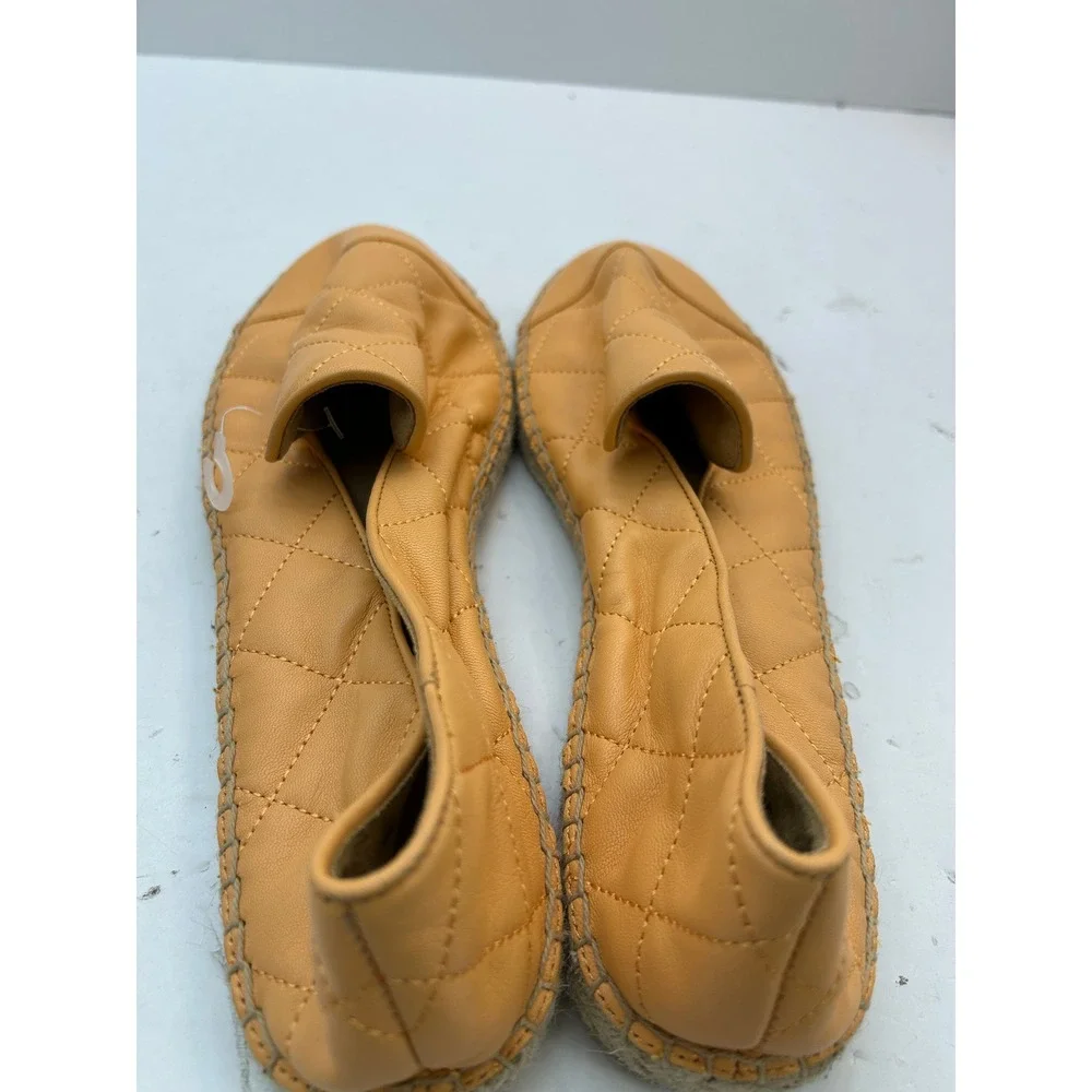 Talbots Espadrille Flats Womens 10 Yellow Quilted Leather Slip On Shoes